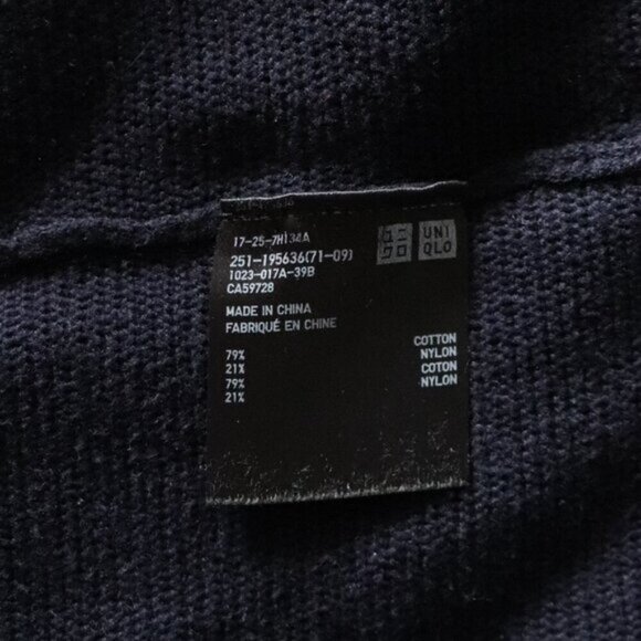 Uniqlo Men's Sz Lrg Blue V-Neck Ribbed Stretch Long Sleeve Pullover Sweater - Picture 10 of 11